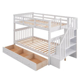 Hearth and Haven Wendell Twin over Twin Bunk Bed with Three Drawers, White