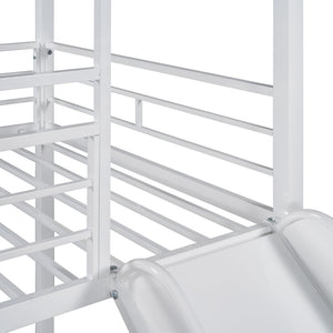 English Elm Twin Over Steel Bunk Bed with Slide Playhouse Design for Kids Bedroom LT000095AAK-1
