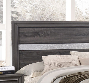 English Elm Traditional King Size Storage Bed in Gray Wood Finish with Crafted Headboard & Dual Drawers for Durable Style and Practicality 808857710604