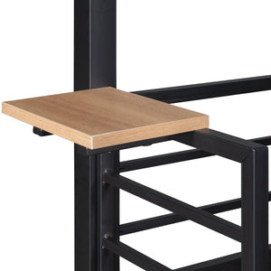 English Elm Twin Over Steel Bunk Bed Playhouse Frame with Slide and Built in Side Shelf MF291674AAB