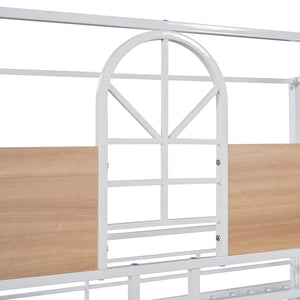 English Elm Twin Over Steel Bunk Bed with Slide Playhouse Design for Kids Bedroom LT000095AAK-1