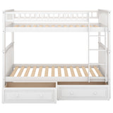 Hearth and Haven Mystrene Twin over Twin Convertible Bunk Bed with Drawers, White GX000240AAK