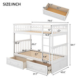 Hearth and Haven Mystrene Twin over Twin Convertible Bunk Bed with Drawers, White GX000240AAK