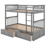 Hearth and Haven Mystrene Twin over Twin Convertible Bunk Bed with Drawers, Grey GX000240AAE