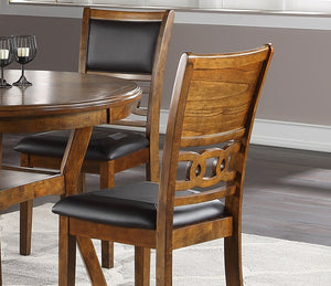 English Elm Contemporary Round Dining Set with Knot Wood Design, 47" Table & 4 Upholstered Side Chairs, Stylish Comfort Walnut 49.2 L x 49.2 W x 6.1 H B011S00164