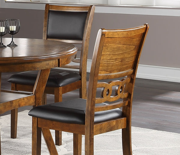 English Elm Dining Side Chair Set of 2 with Padded Cushions and Sculpted Knot Wood Back for Comfortable Seating Walnut 21 L x 41 W x 13 H HS00F1813-ID-AHD