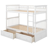 Hearth and Haven Mystrene Twin over Twin Convertible Bunk Bed with Drawers, White GX000240AAK