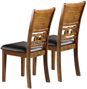 English Elm Dining Side Chair Set of 2 with Padded Cushions and Sculpted Knot Wood Back for Comfortable Seating Walnut 21 L x 41 W x 13 H HS00F1813-ID-AHD