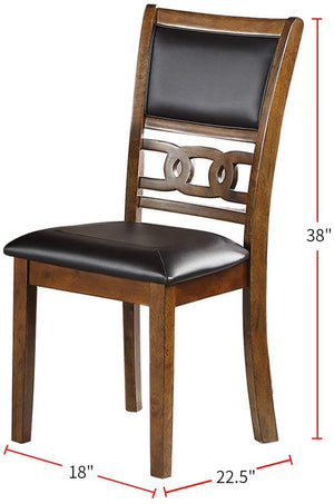 English Elm Dining Side Chair Set of 2 with Padded Cushions and Sculpted Knot Wood Back for Comfortable Seating Walnut 21 L x 41 W x 13 H HS00F1813-ID-AHD