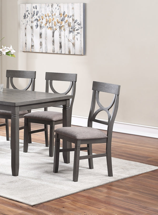 English Elm Dining 6pc Modern Rustic Dining Set with Bench & 4 Upholstered Chairs, Grey MDF Rubberwood Finish HS00F2563-ID-AHD