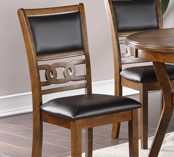 English Elm Dining Side Chair Set of 2 with Padded Cushions and Sculpted Knot Wood Back for Comfortable Seating Walnut 21 L x 41 W x 13 H HS00F1813-ID-AHD