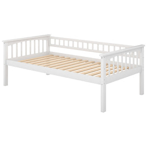 English Elm Twin Over Solid Pine Bunk Bed with Rolling Drawers and Convertible Platform White GX000240AAK