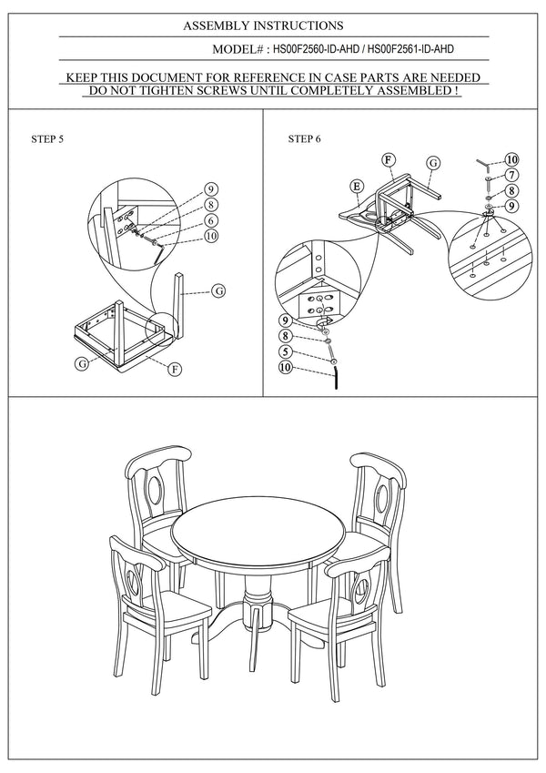 English Elm Classic Classic Design 5pc Round Dining Set with Cushioned Fabric Seats, 42" Table, White/Black Finish, Rubberwood мебель assembled HS00F2560-ID-AHD