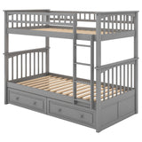 Hearth and Haven Mystrene Twin over Twin Convertible Bunk Bed with Drawers, Grey GX000240AAE