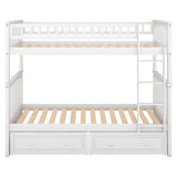 Hearth and Haven Mystrene Twin over Twin Convertible Bunk Bed with Drawers, White GX000240AAK