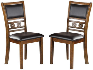 English Elm Dining Side Chair Set of 2 with Padded Cushions and Sculpted Knot Wood Back for Comfortable Seating Walnut 21 L x 41 W x 13 H HS00F1813-ID-AHD