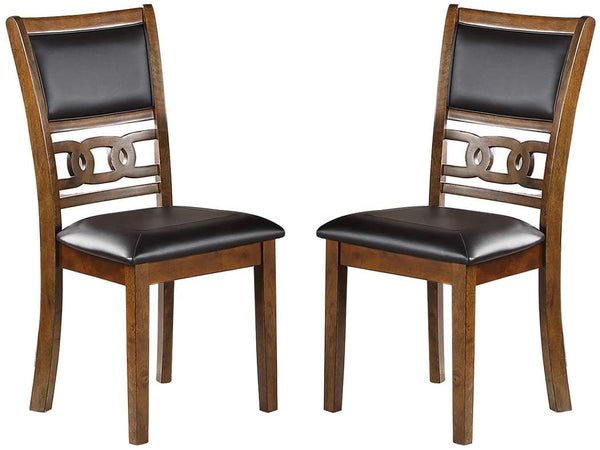 English Elm Dining Side Chair Set of 2 with Padded Cushions and Sculpted Knot Wood Back for Comfortable Seating Walnut 21 L x 41 W x 13 H HS00F1813-ID-AHD