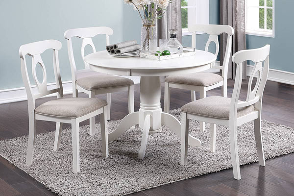 English Elm Classic Classic Design 5pc Round Dining Set with Cushioned Fabric Seats, 42" Table, White/Black Finish, Rubberwood мебель assembled HS00F2560-ID-AHD