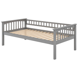 English Elm Twin Over Solid Pine Bunk Bed with Rolling Drawers and Convertible Platform Gray GX000240AAE