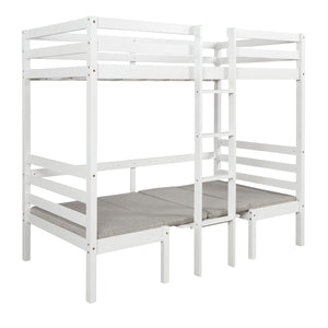 Hearth and Haven Twin Size Loft Bed with 4-Step Ladder, Desk and Cushion Set, White and Grey SM000099AAK-1