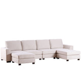 English Elm 3 Pieces U Shaped Sofa With Removable Ottomans