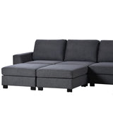 English Elm 3 Pieces U Shaped Sofa With Removable Ottomans