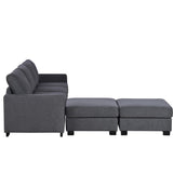 English Elm 3 Pieces U Shaped Sofa With Removable Ottomans