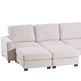 English Elm 3 Pieces U Shaped Sofa With Removable Ottomans