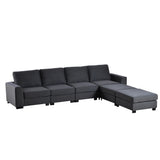 English Elm 3 Pieces U Shaped Sofa With Removable Ottomans