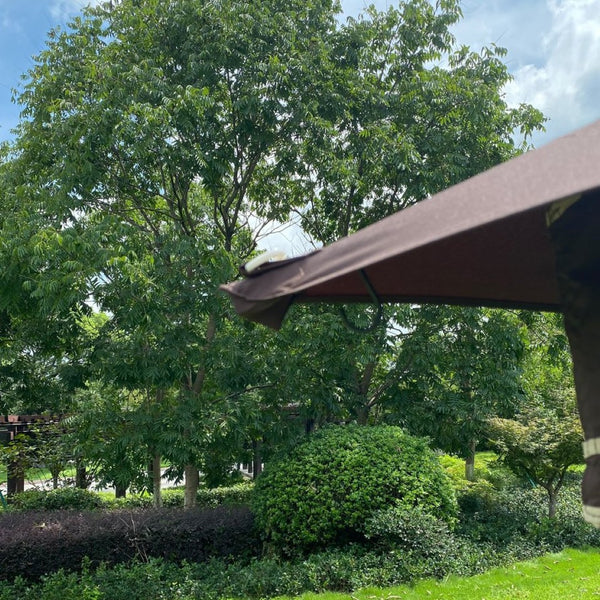 English Elm 13x10 Outdoor Gazebo Steel Frame Dual Roof Canopy with Removable Mesh Screen Panels W41933760