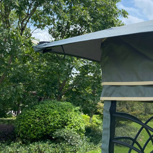 English Elm 13x10 Outdoor Gazebo with Vented Dual Roof Mesh Panels Steel Frame Backyard Shelter W41934252