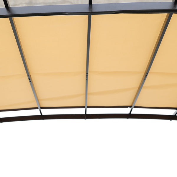 English Elm 12 Outdoor Pergola 12 x 9 Ft Retractable Steel Gazebo with Adjustable Canopy, Rust-Resistant Shade Shelter Beige+Brown W419S00041