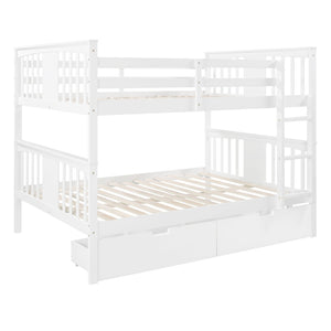 English Elm Full Over Bunk Bed Solid Pine Frame with Storage Drawers for Kids Guest Room LT100205AAK