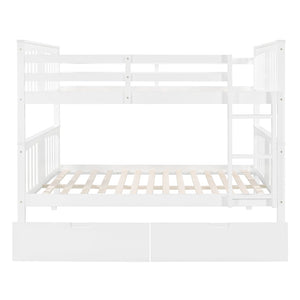English Elm Full Over Bunk Bed Solid Pine Frame with Storage Drawers for Kids Guest Room LT100205AAK