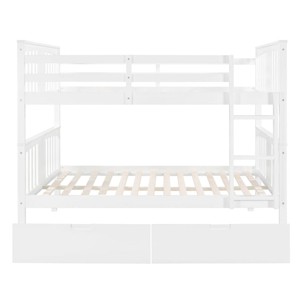 English Elm Full Over Bunk Bed Solid Pine Frame with Storage Drawers for Kids Guest Room LT100205AAK