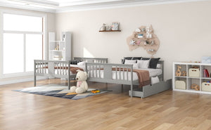 English Elm Full Over Bunk Bed Solid Pine Frame with Storage Drawers for Kids Guest Room LT100205AAE