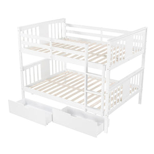 English Elm Full Over Bunk Bed Solid Pine Frame with Storage Drawers for Kids Guest Room LT100205AAK