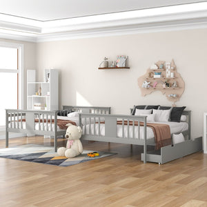 English Elm Full Over Bunk Bed Solid Pine Frame with Storage Drawers for Kids Guest Room LT100205AAE