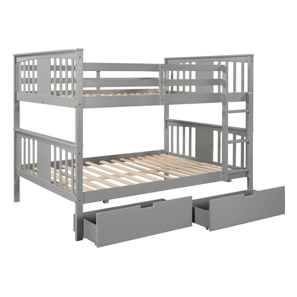 English Elm Full Over Bunk Bed Solid Pine Frame with Storage Drawers for Kids Guest Room LT100205AAE