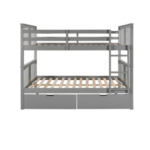 English Elm Full Over Bunk Bed Solid Pine Frame with Storage Drawers for Kids Guest Room LT100205AAE