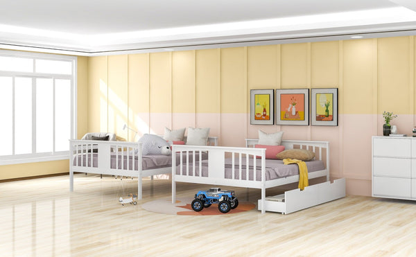 English Elm Full Over Bunk Bed Solid Pine Frame with Storage Drawers for Kids Guest Room LT100205AAK
