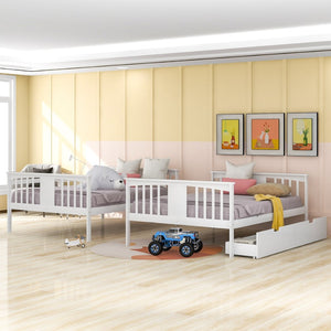 English Elm Full Over Bunk Bed Solid Pine Frame with Storage Drawers for Kids Guest Room LT100205AAK