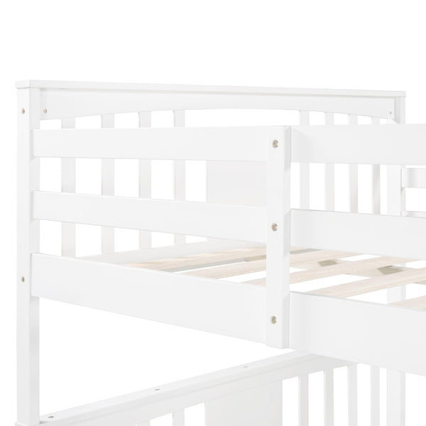 English Elm Full Over Bunk Bed Solid Pine Frame with Storage Drawers for Kids Guest Room LT100205AAK
