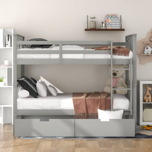 English Elm Full Over Bunk Bed Solid Pine Frame with Storage Drawers for Kids Guest Room LT100205AAE
