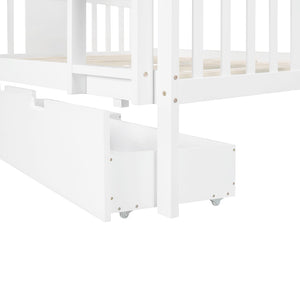 English Elm Full Over Bunk Bed Solid Pine Frame with Storage Drawers for Kids Guest Room LT100205AAK