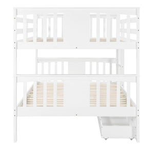 English Elm Full Over Bunk Bed Solid Pine Frame with Storage Drawers for Kids Guest Room LT100205AAK