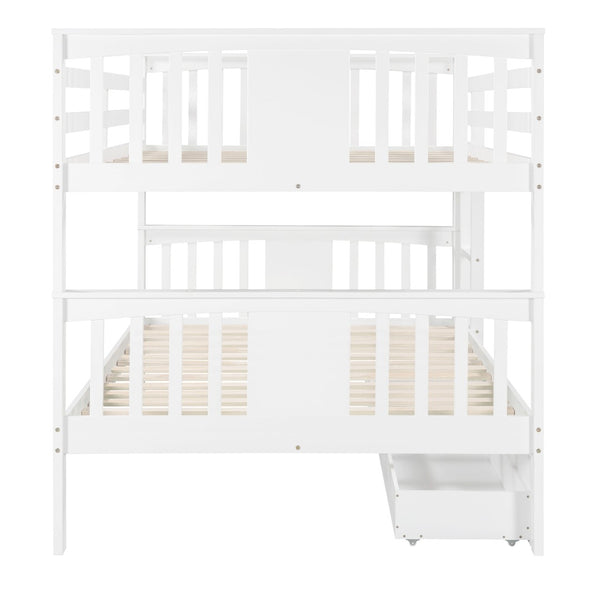 English Elm Full Over Bunk Bed Solid Pine Frame with Storage Drawers for Kids Guest Room LT100205AAK