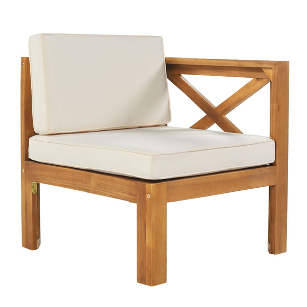 English Elm TOPMAX Outdoor Backyard Patio Wood 5-Piece Sectional Sofa Seating Group with Water-Resistant Cushions & Lockable Panels, Durable Acacia Frame Beige SP110142AAA