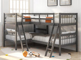 Hearth and Haven L-Shaped Bunk Bed with Ladder, Twin Size-Gray(Old Sku :Lp000020Aae) LT000020AAE