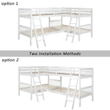 Hearth and Haven Nexuson Twin Size L-Shaped Bunk Bed with 2 Ladders, White LT000020AAK